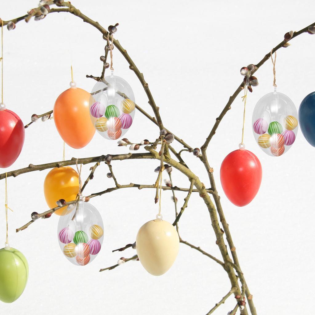 12Pcs Clear Plastic Egg Shaped Fillable Ornament Balls DIY Candy Boxes Christmas Tree Hanging Decorations Easter Wedding Party