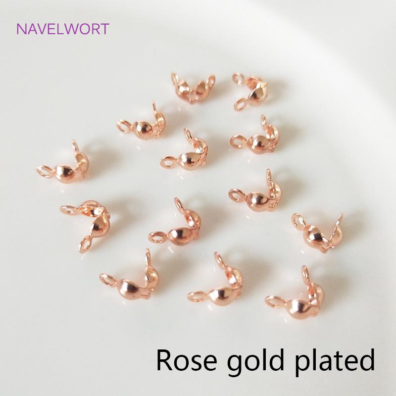 Jewellery Making Supplies Findings Thickened 14k/18k Real Gold Plating 4MM Double-Cup Bead Tip Crimp Cover for DIY