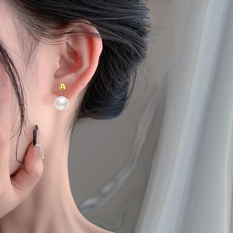 French Retro Pearl Earrings Rear Hanging Light Luxury Niche Design Sense