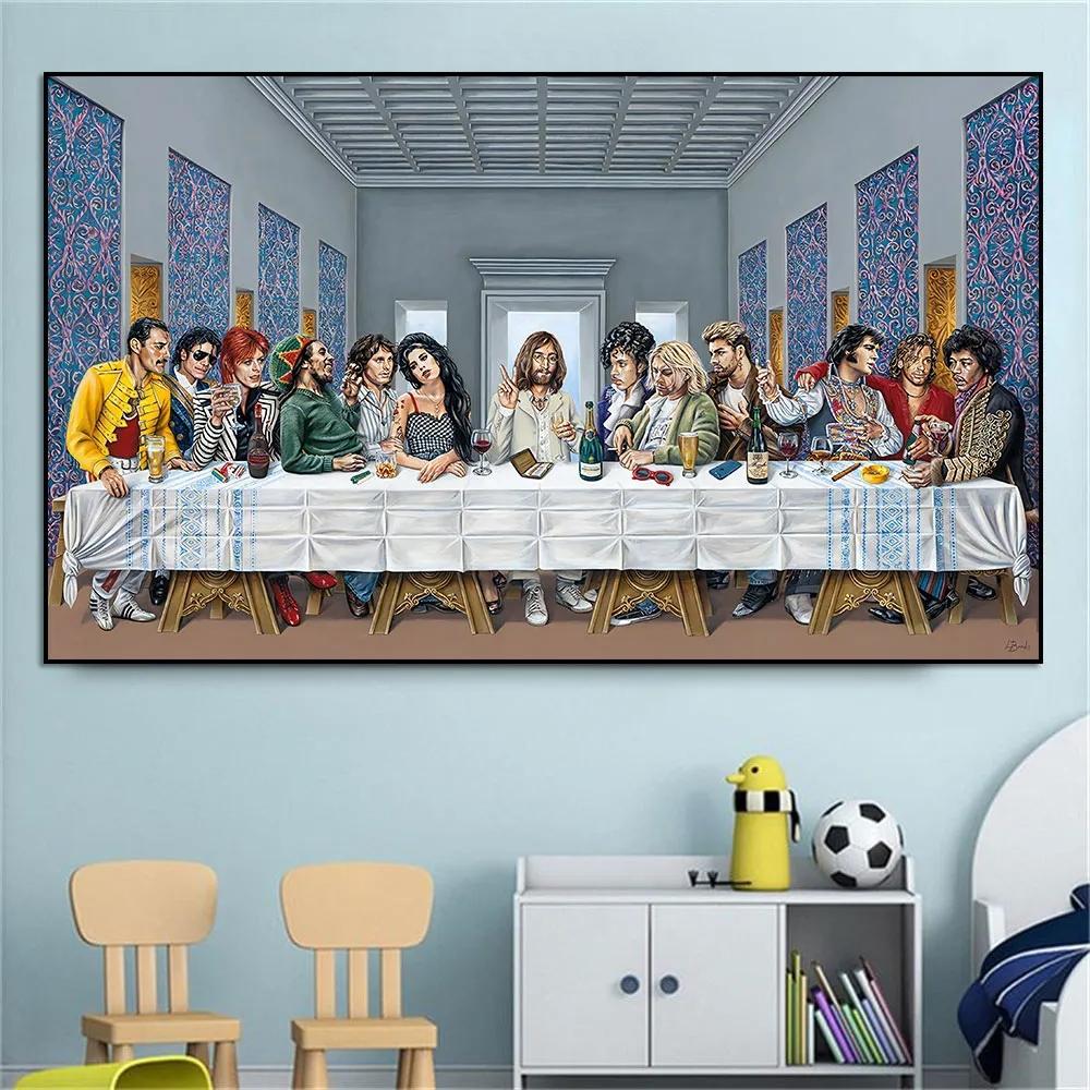 1pc Frameless Famous Singer Stars Kurt Cobain Last Supper Canvas Painting Wall Art Picture Living Room Home Decoration Cuadros