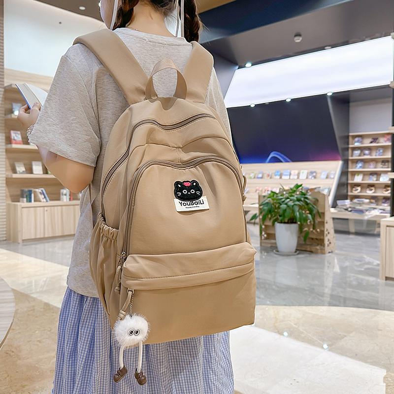 Large Capacity Junior High School Student Schoolbag Black Cat Women's Backpack Class Book Bag