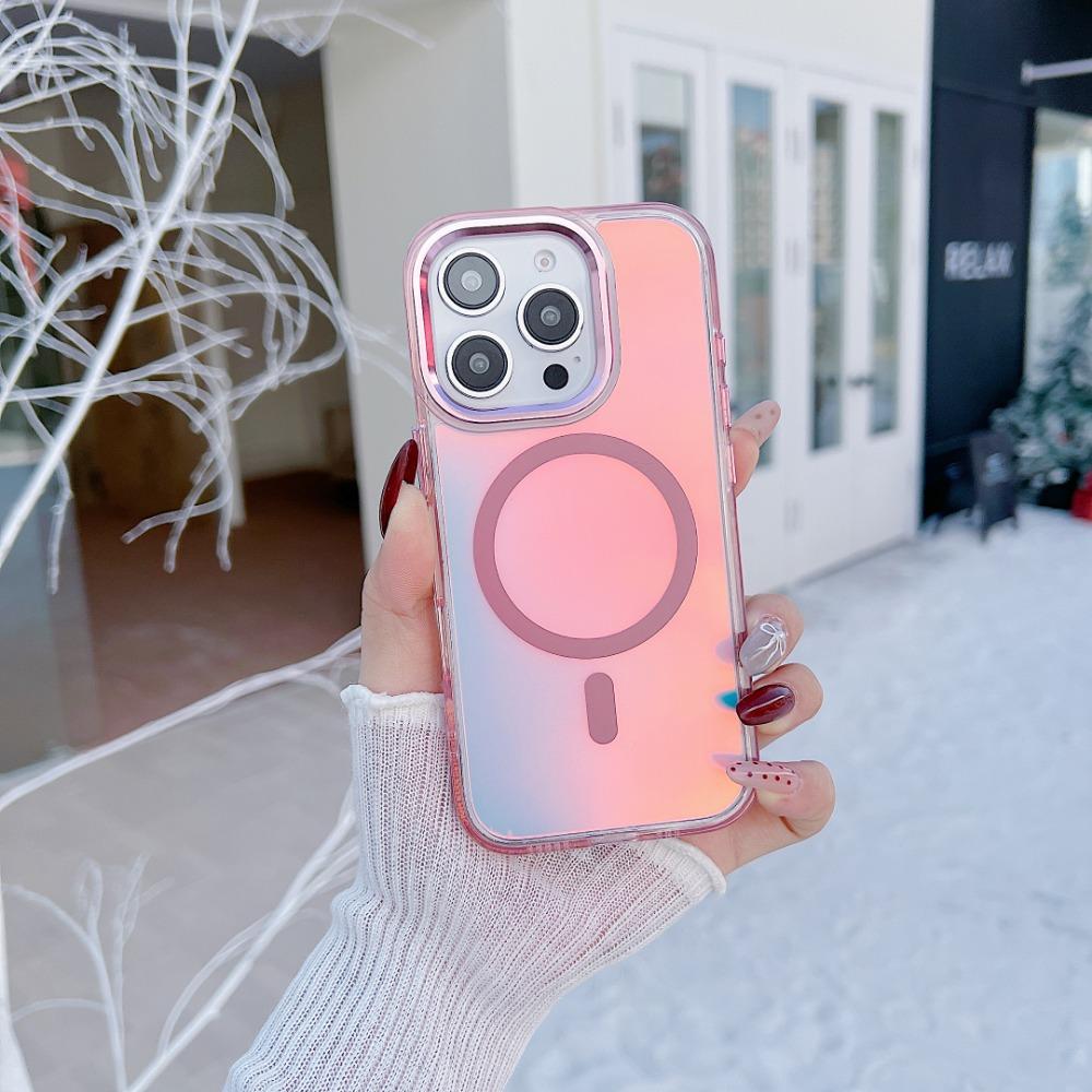 Luxury Metal Lens for MagSafe Magnetic Phone Case For 16 Pro Max 15 14 13 12 11 Wireless Charging Discolour Color Cover
