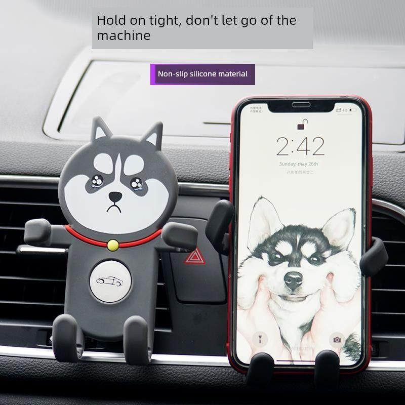 Trendy Phone Car Mount New Model Anti-Shake Cute Cartoon Dog Car Air Vent Holder Lazy Navigation Stand