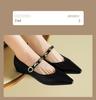 [First layer cowhide] 2026 new retro pointed Mary Jane shoes with double loop buckle strap for women's singles
