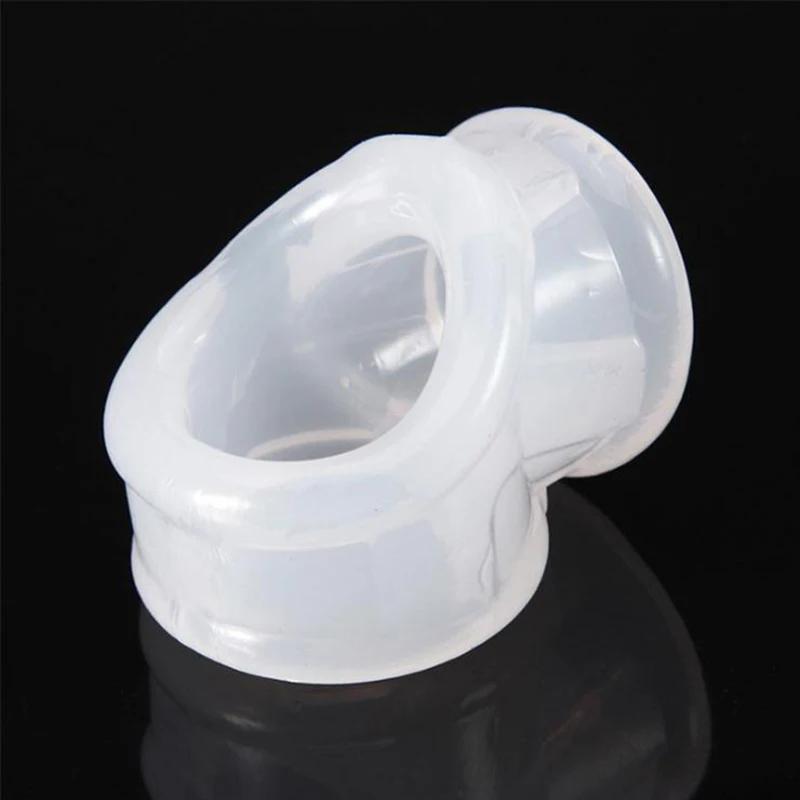 Male Silicone Ball Stretcher Scrotum Testicle BDSM Bondage Time Delay Sleeve Cock Penis Rings Adult Chastity Slave Sex Toys Men