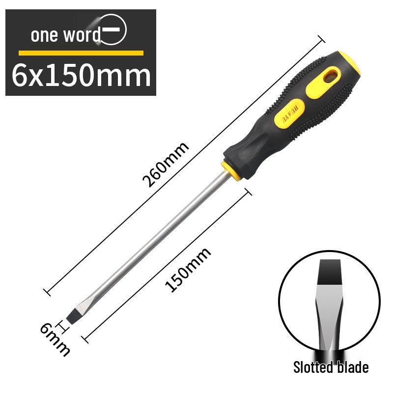 Industrial Rubberized Phillips and Slotted Screwdriver with Magnetic Bit and Non-Slip Handle.