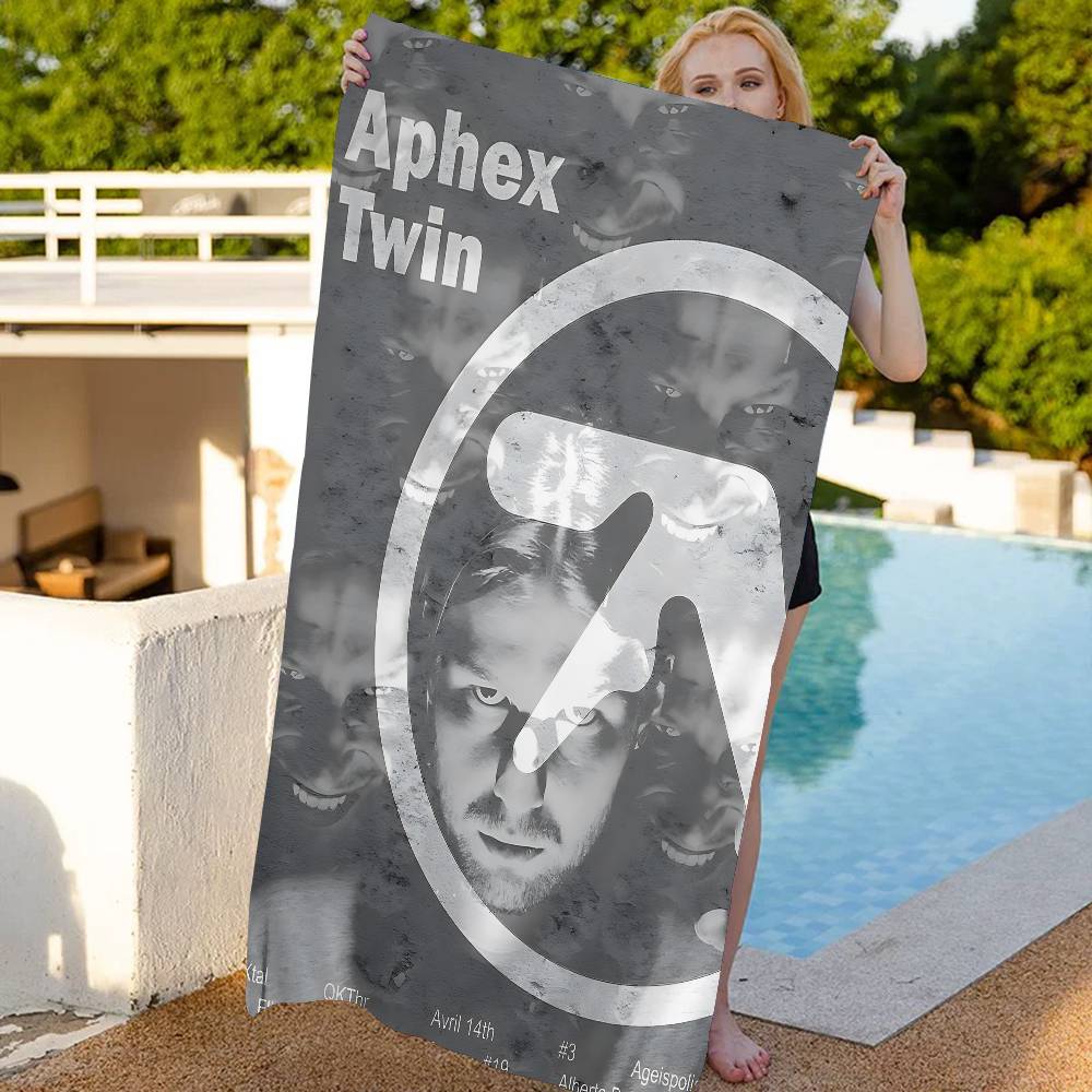Pop Band A_Aphex T_Twin Anime Beach Swimming Towel Soft Absorbent Washcloth Children's Gifts For Kids Travel Camping Gym