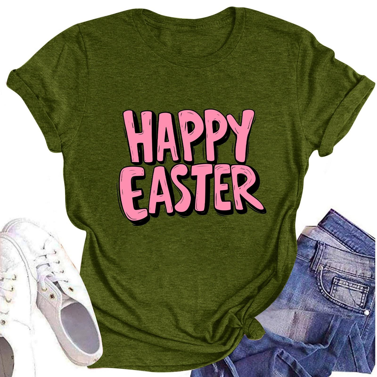 

Женская повседневная футболка с короткими рукавами и круглым вырезом с принтом и буквенным топом L армия зеленый