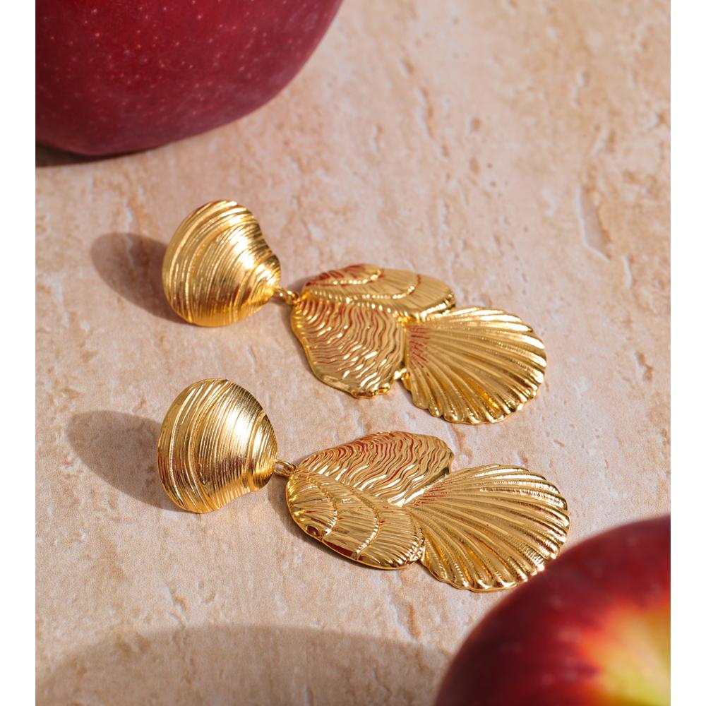 Eetit Ocean Style Stainless Steel Metal Shell Drop Dangle Earrings Summer Beach Popular Golden Statement Jewelry Prevent Allergy