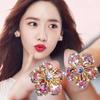 Autumn and Winter Fashion Simple High-end Women's Accessories Pink Petal Zircon Stud Earrings Niche Light Luxury Temperament Jewelry Ears