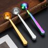 1pcs With Sealing Clip Measuring Spoon Stainless Steel Long Handle Spoon Portable Coffee Spoon  Home