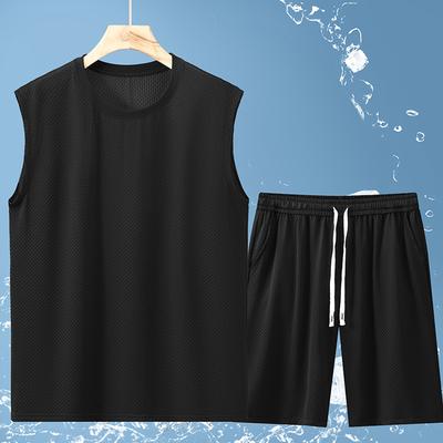 Übergröße 4XL-11XL Oversized Ärmelloses T-Shirt Sommer Herren 2-teiliges Set Mode Shorts Sets Vintage Kleidung