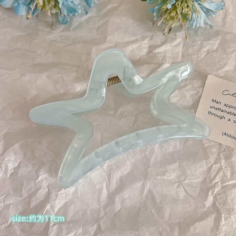 

Мятно-голубые заколки-крабы с бантиками для женщин, девушек, заколка для волос в форме звезды, большой размер, зажим-акула, минимализм, милые модные аксессуары для волос