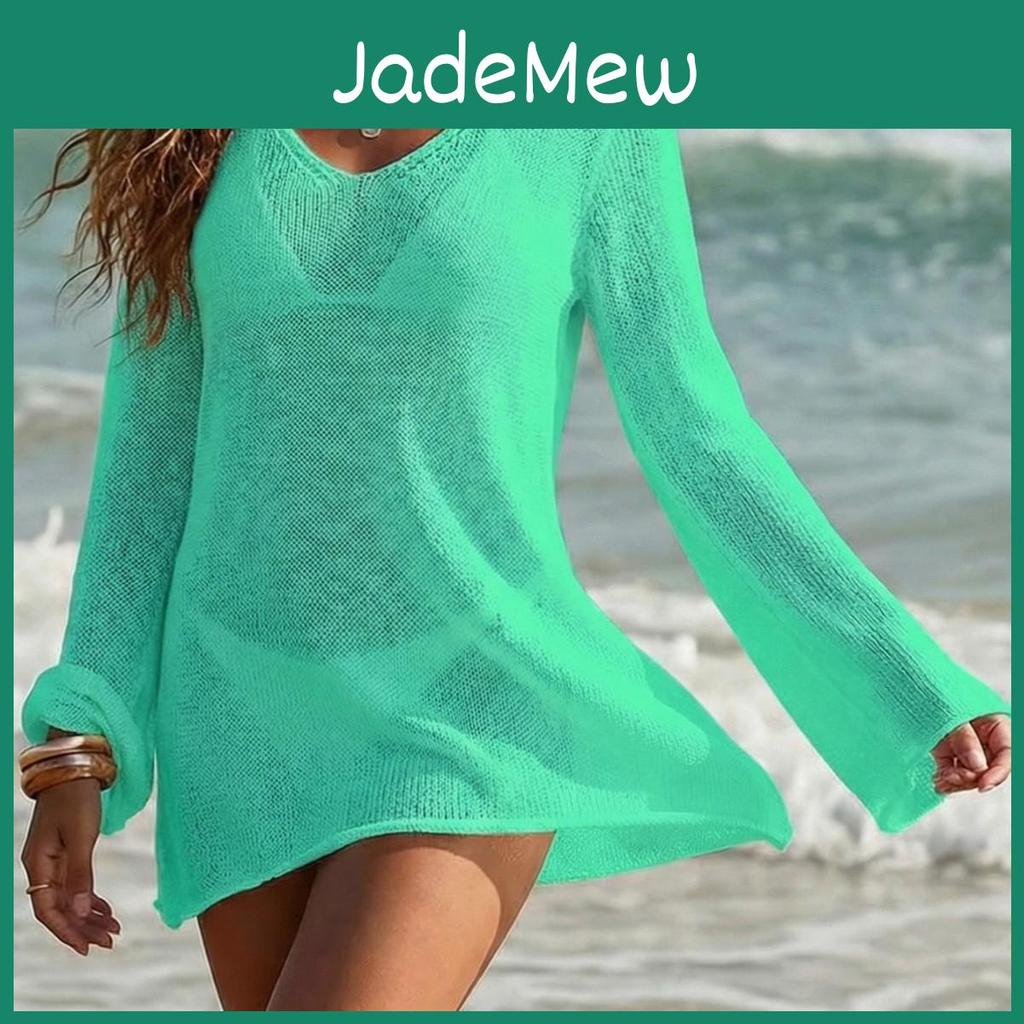 Style New Swimsuit Seethrough Twoway Sexy Wear Method Beach Vacation Knitted Solidcolor Highwaisted Short Skirt Vacation Top