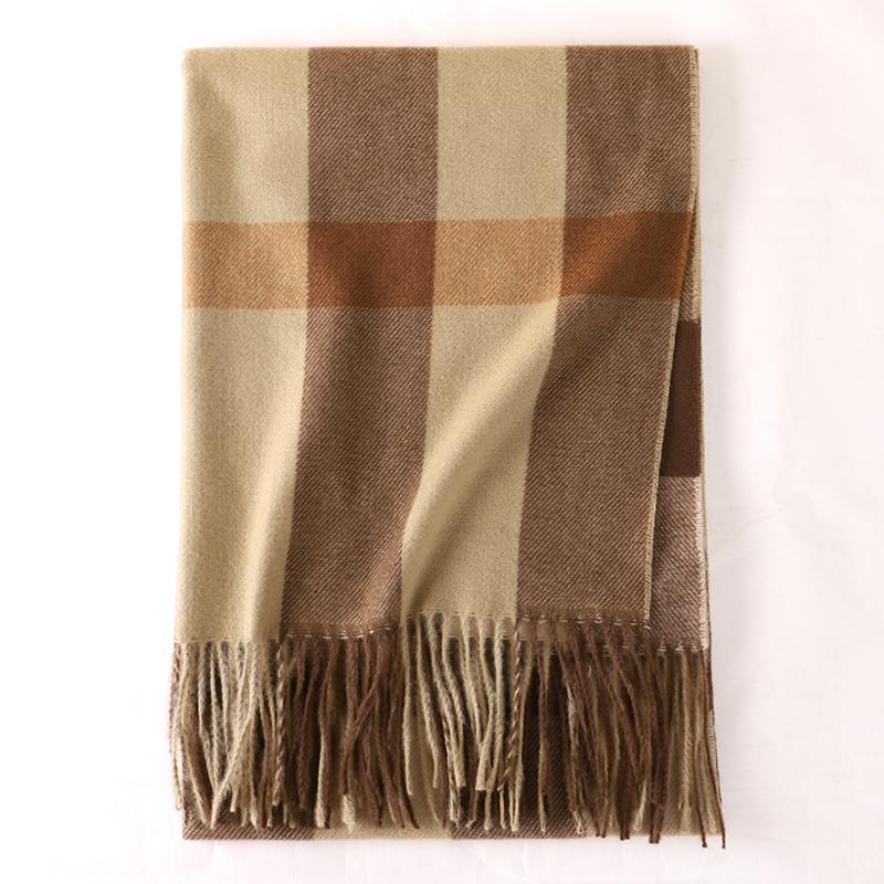 Luxusní design Kostkovaný kašmírový šátek pro ženy Zimní teplá šála Zábal Pašmína Bufanda Hrubá deka Pončo Echarpe Bandana