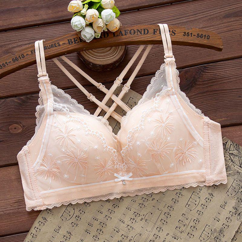 

Дышащее сексуальное красивое нижнее белье для девочек, бюстгальтер без косточек, верхняя скобка, регулируемый бюстгальтер с боковым втягиванием 38/85B абрикосовый
