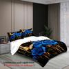 Royal Blue Rose And Butterfly Bedding Set Black Background With Gold Accents With Duvet Cover & Pillowcases For Bedroom Decor
