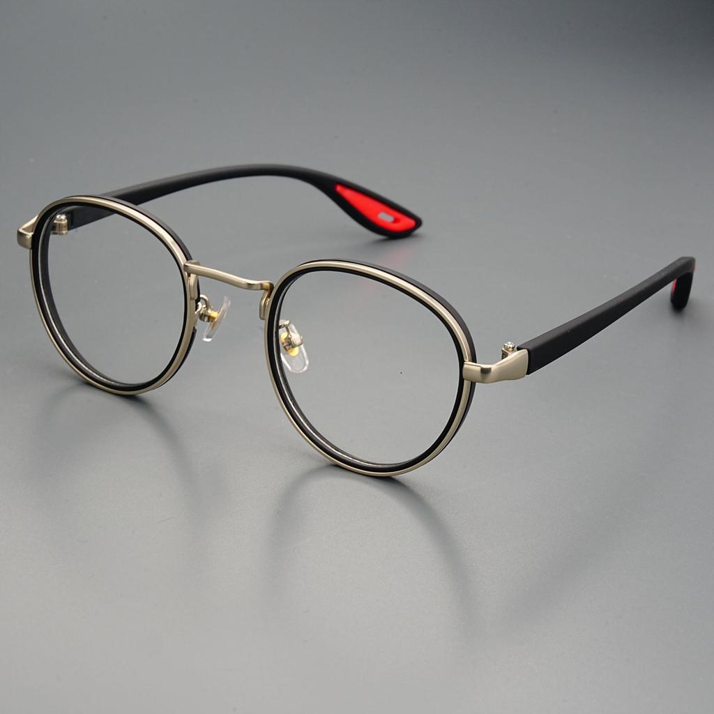 Metal Anti-Blue Light Glasses Women Men Vintage Round Frame Eye Protection Ultra Light Eyeglasses