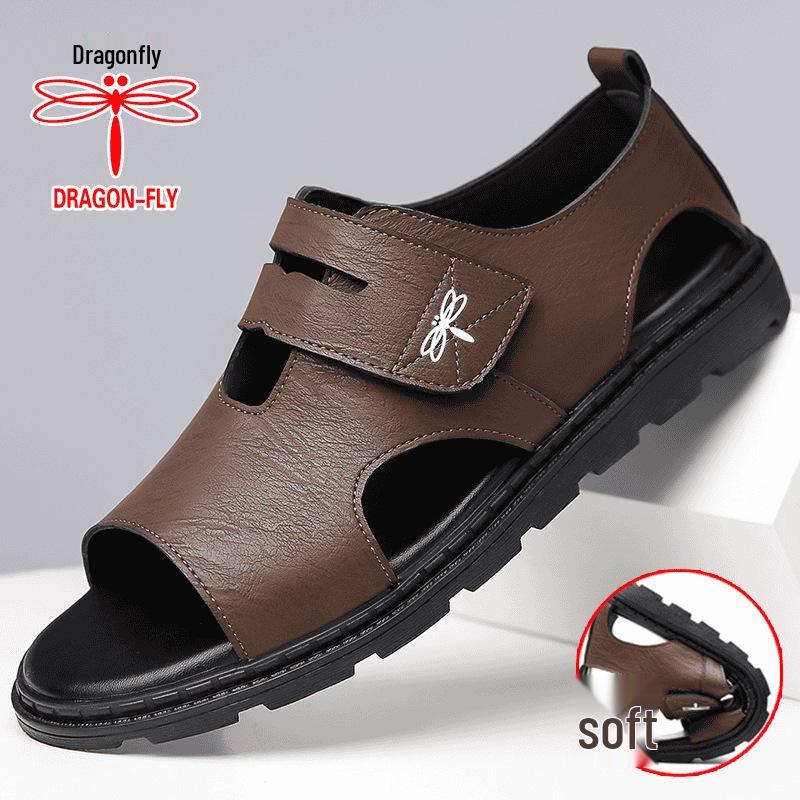 

Dragonfly Men s Trendy Non-Slip Roman Leather Sandals - Casual Soft Sole for Summer Outdoor and Beach. 42 коричневый