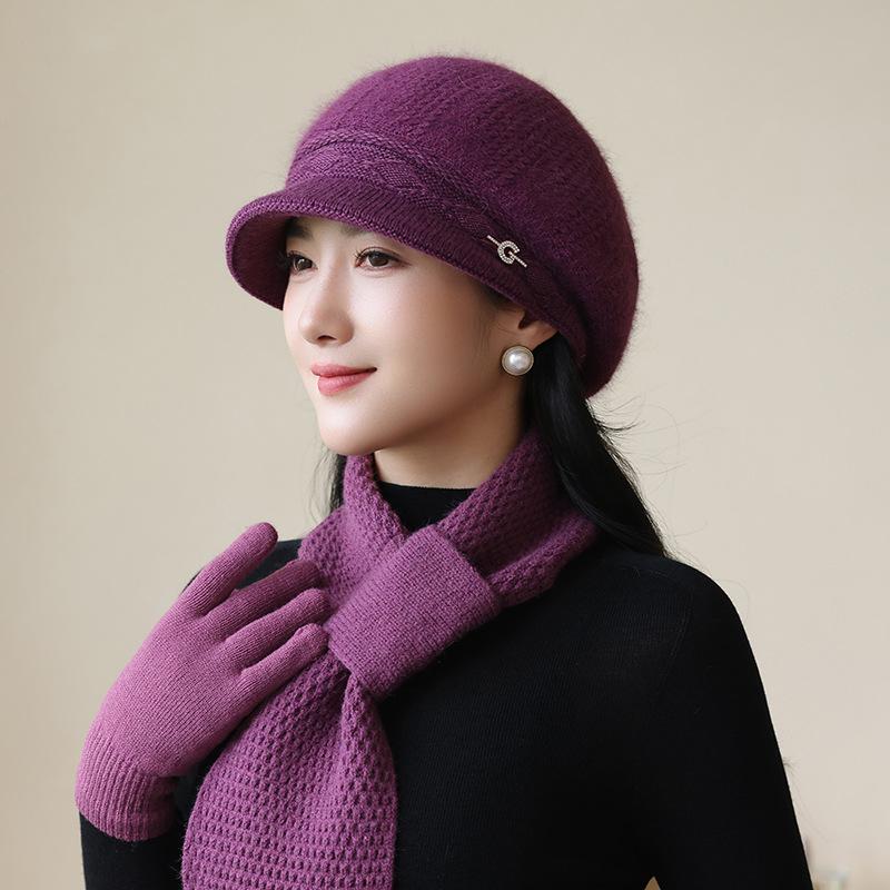 Winter Mother Hat Women's Fashion Wool Hat In The Elderly Cold Warm Rabbit Hair Knitted Hat
