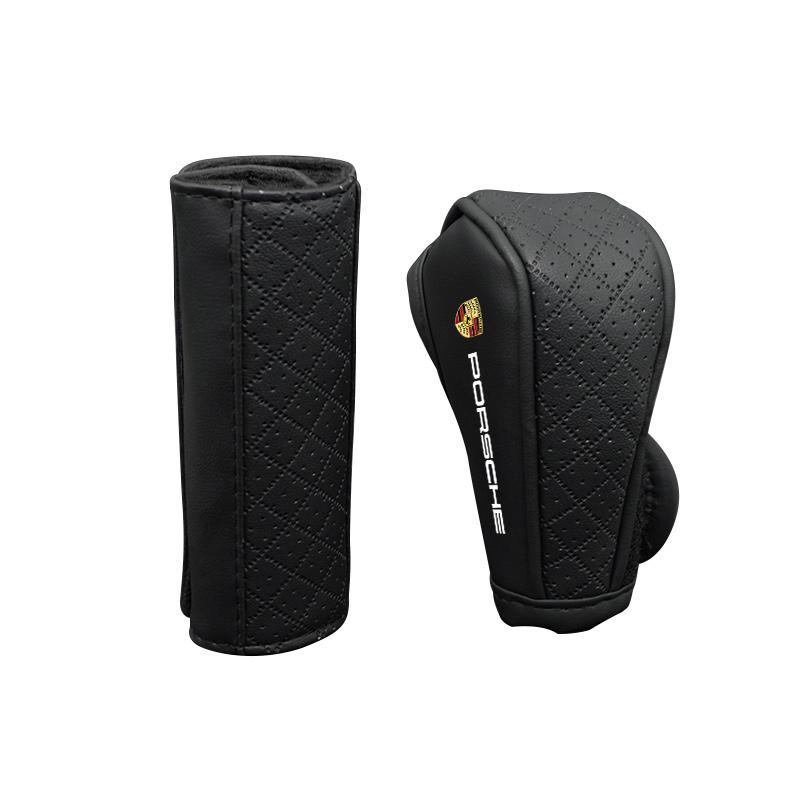 Leder Schalthebelgriff Abdeckung Handbremse Schutzhülle Für Porsche 911 Cayenne Carrera-GT 928 Panamera Boxster Macan 918