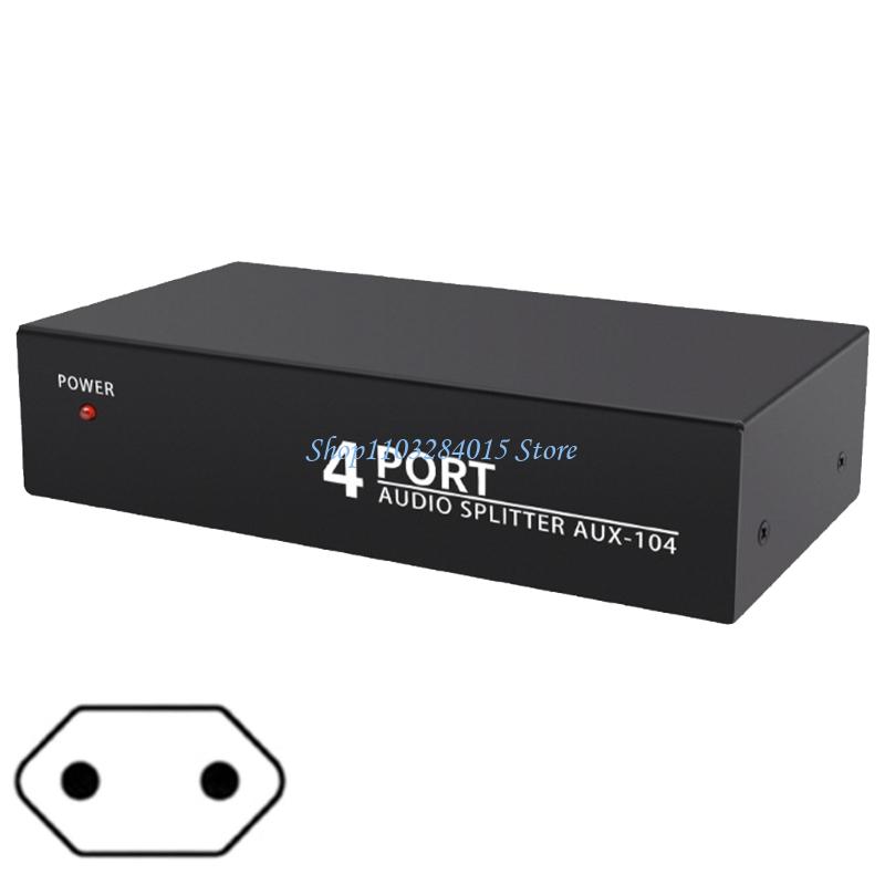 R6FF Studio Grade 4 Way Audios Splitter With AV L/R And 3.5mm Auxs Port For Home Theater Systems Audios Switcher Selectors