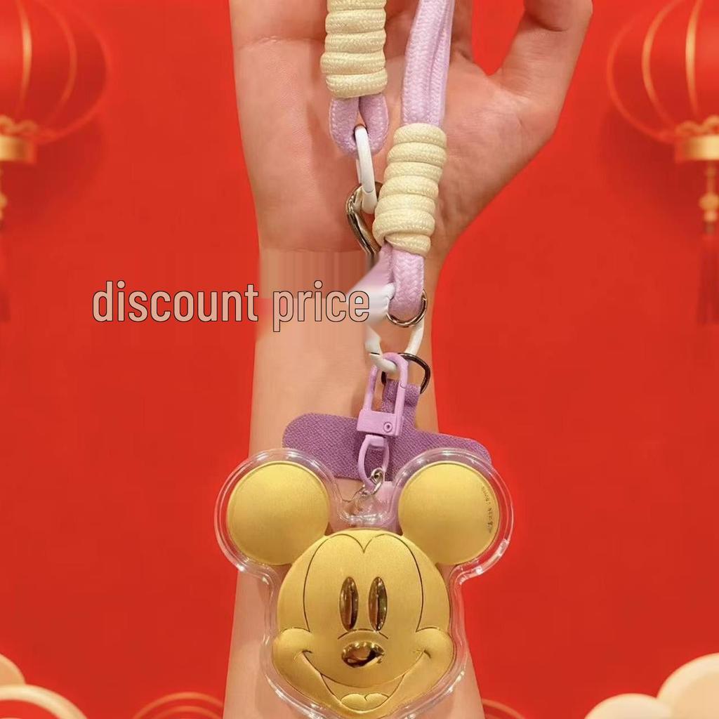 Mickey Mouse 20mg Pure Gold Keychain Pendant - Creative Cartoon Design for Phone or Car