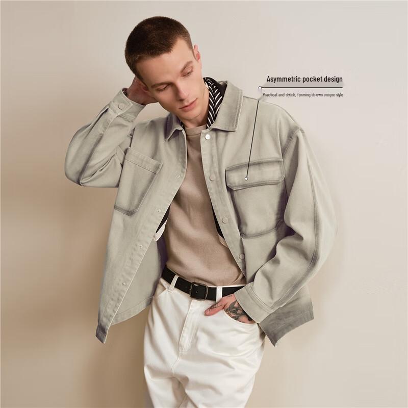 Giordano Herren Designer Washed Baumwoll-Denimjacke