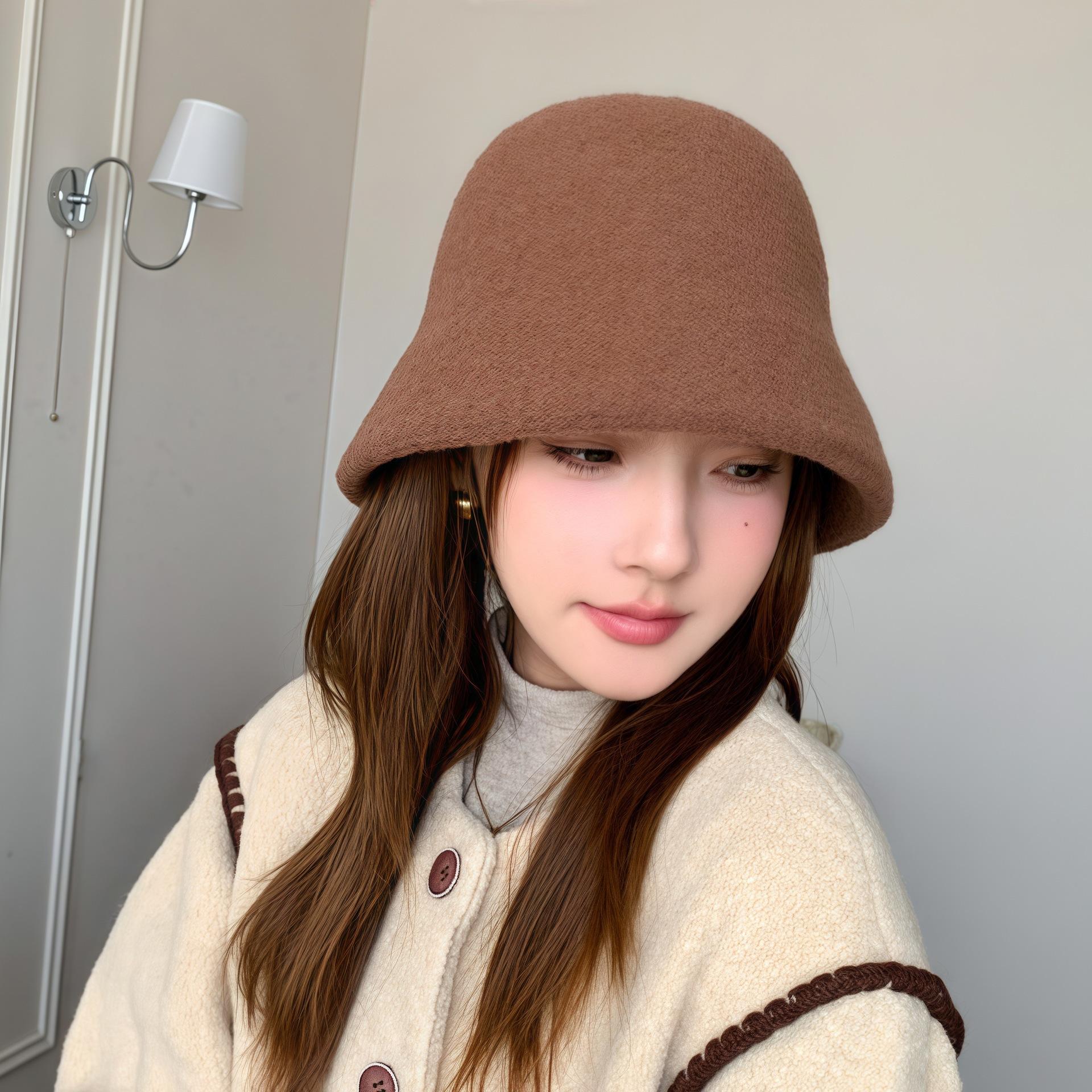 

Новая шляпа Женская мода Осень и зима Корейская Универсальная Шляпа-панама Однотонная Теплая Шляпа-ведро Темперамент и Лицо Маленькая Шляпа-ведро one size fits all