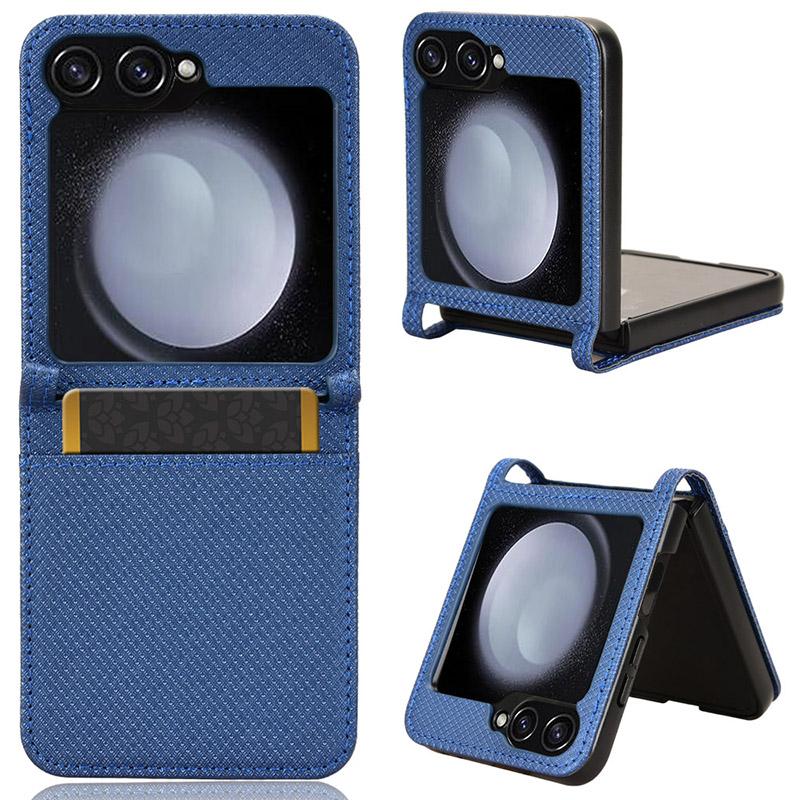 

For Samsung Galaxy Z Flip7 FE 5G/Z Flip6 5G Case Leather Phone Cover with Card Slot Blue