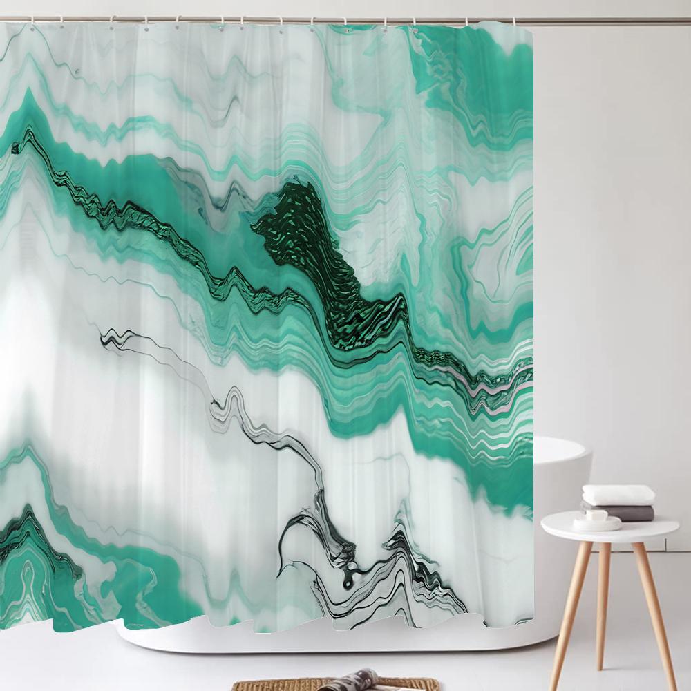 High Quality Print Shower Curtain Art Abstract Marble Pattern Bathroom Curtains Home Decor Waterproof Polyester Fabric with Hook