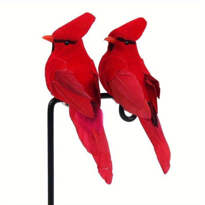 2pcs/set Red Foam Feather Bird Artificial Imitation Cardinal Birds Model Home Garden Plant Wedding Decoration Ornaments DIY Party