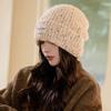 Color dot wool hat women's autumn and winter warm versatile ear protection plain face small knitted hat