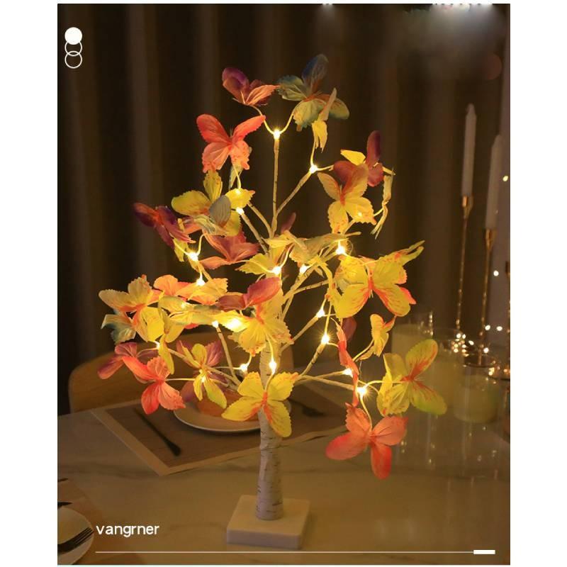 Birch Tree Silver Colorful Butterfly Tree Lights Christmas Decoration Supplies