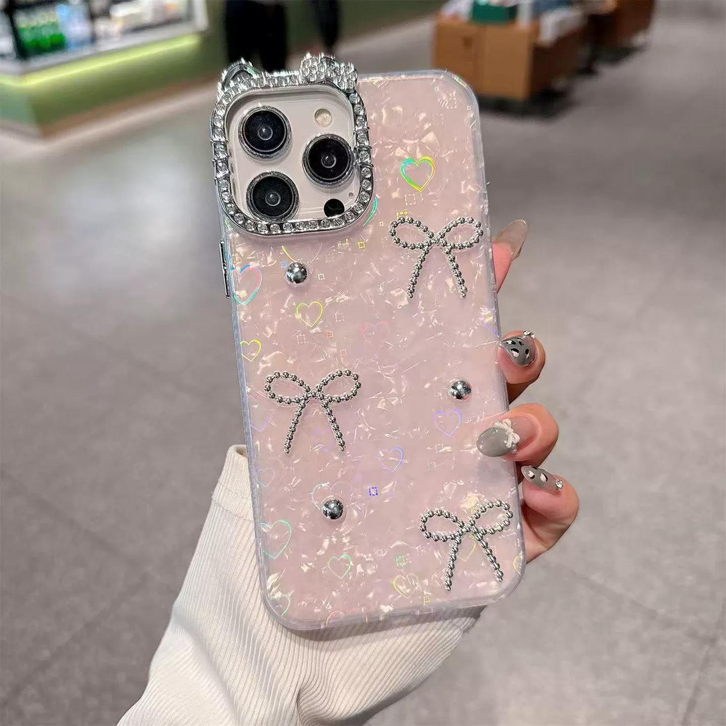 

Cat Ear Heart Shell Pattern Phone Case Compatible with iPhone 17 Pro Max iPhone 17 Pro