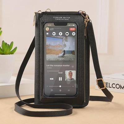 Women's Anti-theft Touch Screen Crossbody Bag - Multifunctional Transparent Mini Mobile Wallet