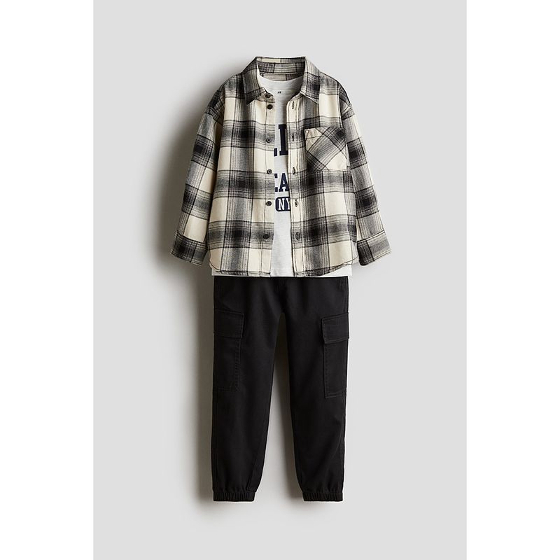 

HM Детская одежда Костюм для мальчиков 3 предмета Осенняя клетчатая футболка с длинным рукавом Клетчатая рубашка Брюки-джоггеры 1246863 Mixed light gray/College League 110/60(4-5Y)