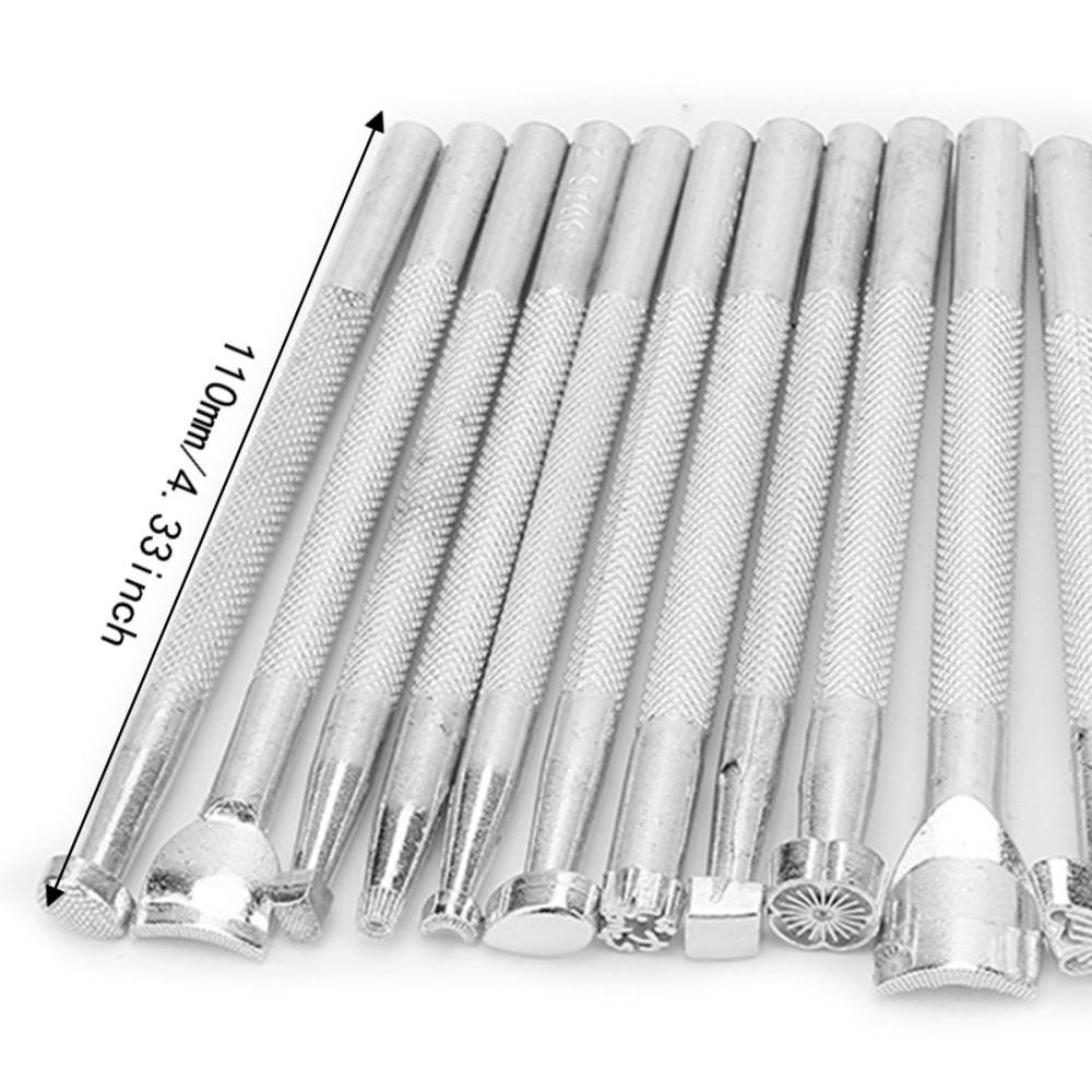 20pcs Silver Finish Leather Stamp Punch Set Punch Tools Carving Stamps Leather Craft Stamps Kit DIY Craft Tool Kit