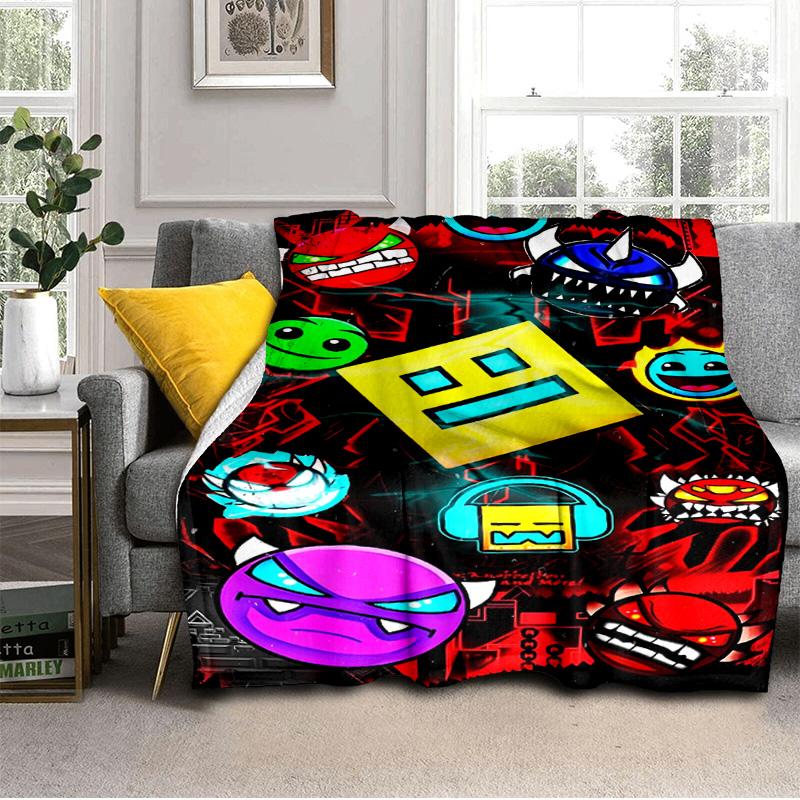 Coperta Colorata con Personaggi di Geometry Dash Adatta per Divani, Letti, Uffici e Campeggio - Regalo Perfetto per Halloween Natale