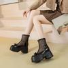 Fashion 11cm Air Mesh Breathable Spring Motorcycle Ankle Boots Summer Ladies Hollow ZIP Boots Woman Fashion Patent Leather Shoes Sandals