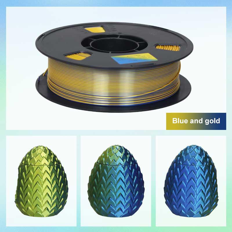 Silk Dual Color PLA Filament 1.75mm 3D Printer Bi-Color Filament 1kg (2.2lbs) PLA Silk 2 In 1 Colors PLA Filament