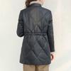 Winter Women's Thickened  Padded Jacket Stand Collar Slim Fit Padded PU Leather Coat