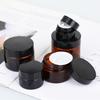 5-250g Brown Glass Cream Jar, Refillable Face Eye Moisturizer Pot, Empty Cosmetic Sample Container