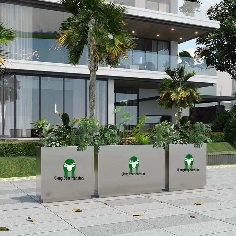 Modern Outdoor Rectangular Metal Planter