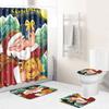 Christmas Toilet Seat Shower Curtain Four-Piece Printed Floor Mat Set Bathroom Floor Mat Bedroom Absorbent Door Mat Carpet