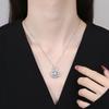 Women's S925 Sterling Silver Necklace with Aquamarine, Padparadscha, and High Carbon Diamond Pendant