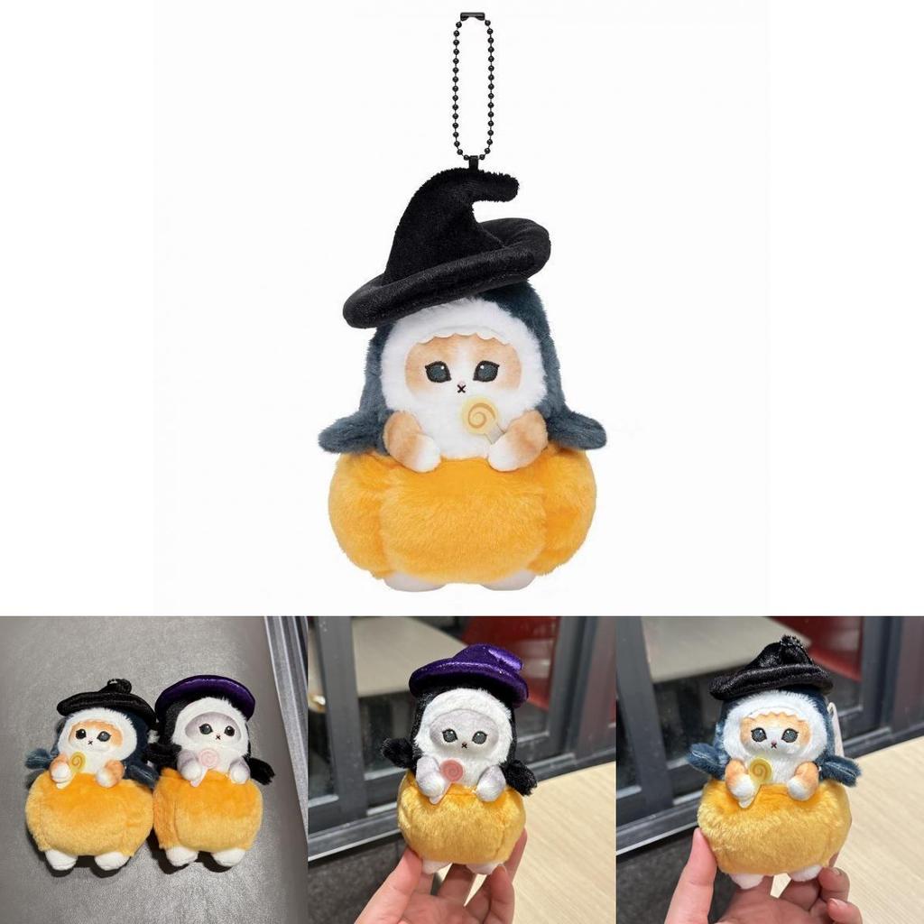 Mofusand Halloween Kürbis Lutscher Plüschtier mit Hai- und Katzenfiguren für Kinder und Sammler
