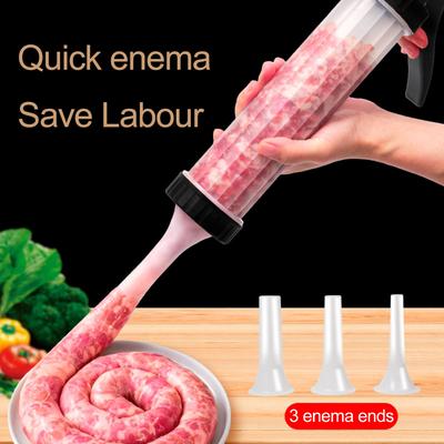 Sausage Stuffer Meat Filler Manual Sausage Machine with 3 Tubes Food Grade Large Capacity Sausage Stuffing Tube Kit for Homemade Sausages