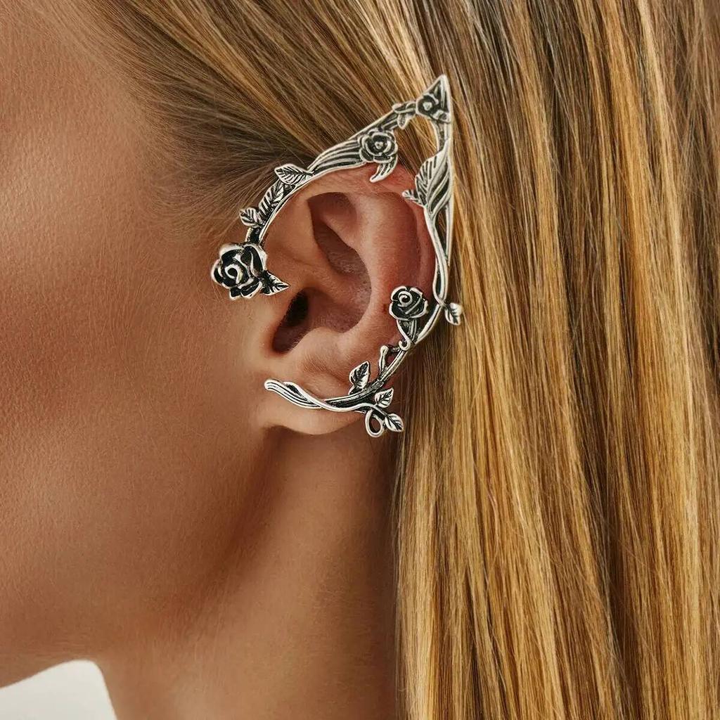 IngeSight.Z 1 Paio Clip per Orecchio Goth Fata Elfo Clip Cartilagine Orecchino Donna Vintage HipHop Punk Orecchino Piercing Gioielli Accessori