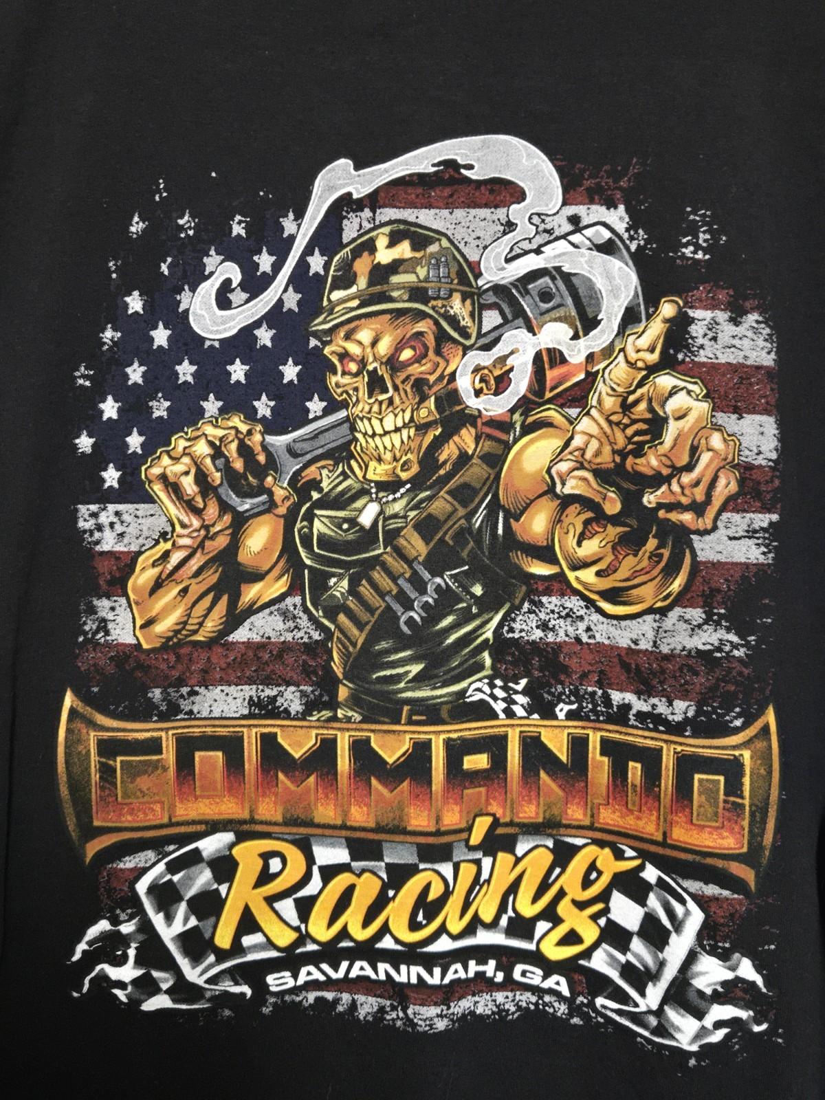Commando Racing Shirt Mens Size 2XL Huge Skeleton Graphic Unisex T-Shirt M